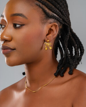 Boucle d’oreille cerise dorée
